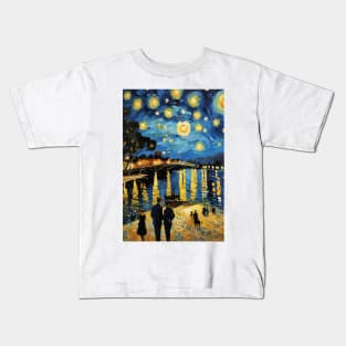 Starry night style Australian city Kids T-Shirt